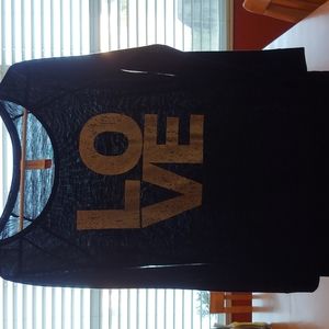 No Boundaries Long Sleeve Metallic Gold LOVE T-Shirt Size LG Juniors